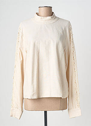 Blouse poignets boutonnés avec fente manches longues beige COTELAC femme