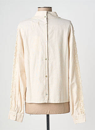 Blouse poignets boutonnés avec fente manches longues beige COTELAC femme
