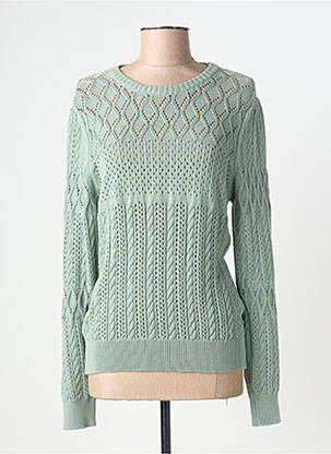 Pull maille ajourée manches longues vert INDI & COLD femme