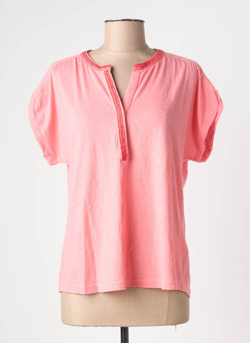 T-shirt coupe droite manches courtes rose INDI & COLD femme