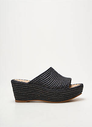 Mules/sabots talon compensé talon de 7 à 9cm noir NIMAL femme