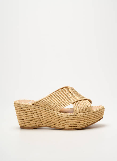 Sandales/nu pieds talon compensé talon de 7 à 9cm beige NIMAL femme