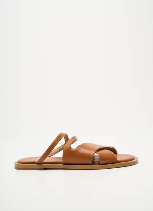 Mules/sabots chiquet talon plat jusqu'à 3cm marron VANESSA WU femme