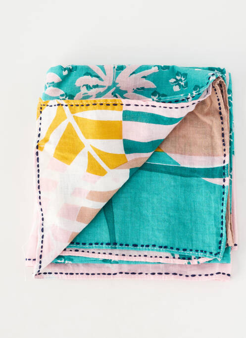 Foulard tissage popeline rose STORIATIPIC femme