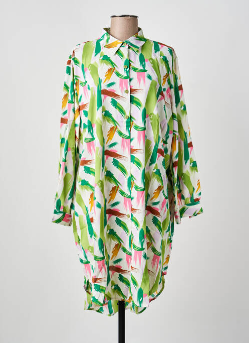 Robe mi-longue coupe fluide manches longues vert CHRISTY femme