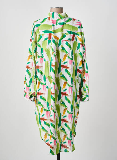 Robe mi-longue coupe fluide manches longues vert CHRISTY femme