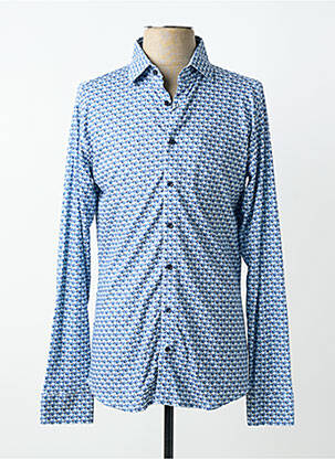 Chemise manches longues imprimé fantaisie bleu DESOTO homme