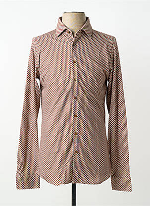 Chemise manches longues imprimé fantaisie marron DESOTO homme