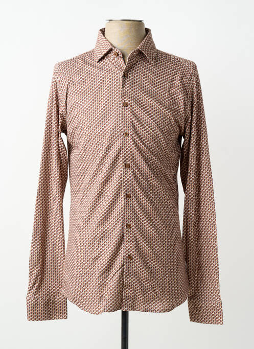 Chemise manches longues imprimé fantaisie marron DESOTO homme