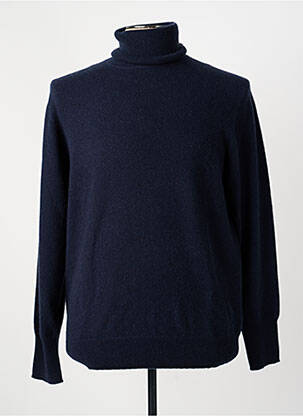 Pull col roulé coupe cintrée manches longues bleu ESTHEME homme