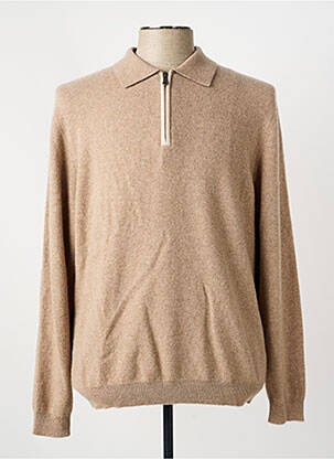 Pull col polo manches longues marron ESTHEME homme