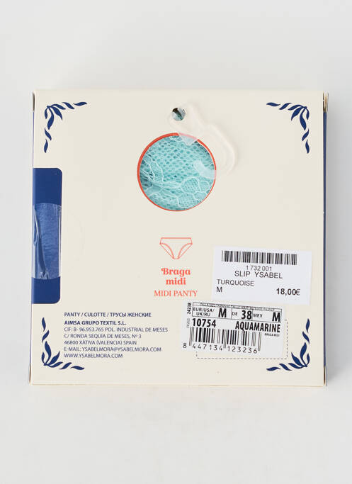 Culotte tissage dentelle bleu YSABEL MORA femme