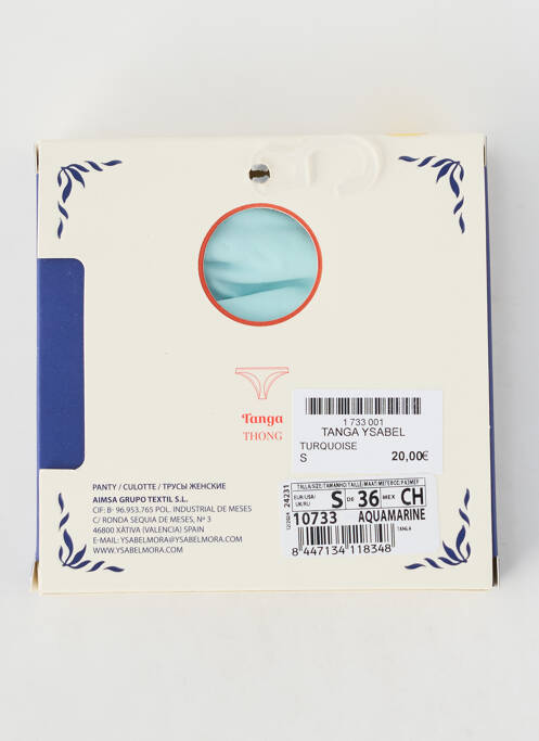Tanga stretch bleu YSABEL MORA femme