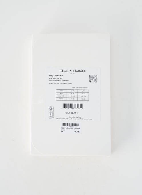 Body lingerie stretch noir CLOVIS & CLOTHILDE femme