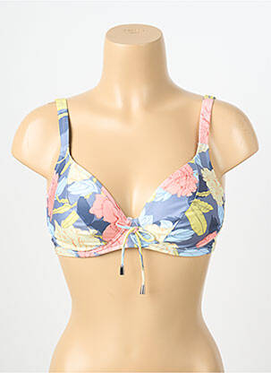 Haut de maillot de bain stretch haut soutien-gorge emboitant bleu LIDEA femme