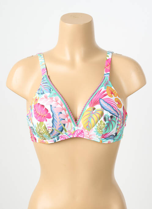 Haut de maillot de bain stretch haut soutien-gorge emboitant blanc ANTIGEL femme
