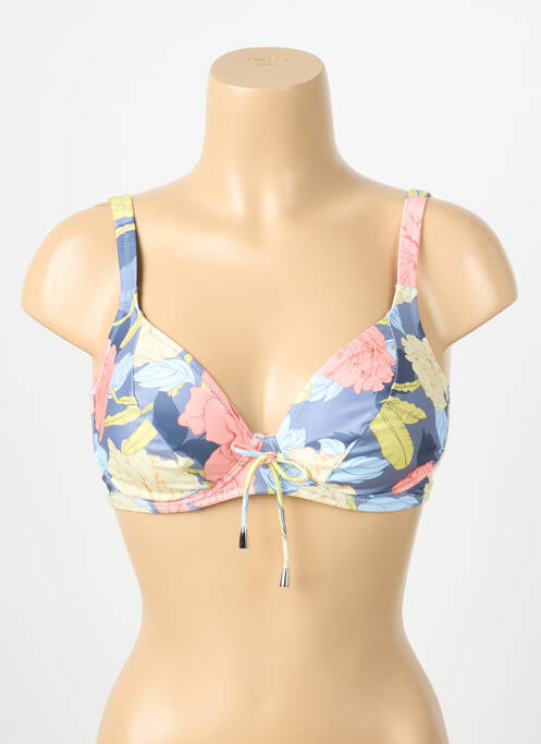 Haut de maillot de bain stretch haut soutien-gorge emboitant bleu LIDEA femme