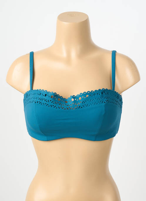 Haut de maillot de bain stretch haut soutien-gorge balconnet bleu LISE CHARMEL femme