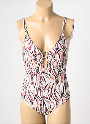 Maillot de bain 1 pièce effet matière satinée haut soutien-gorge avec mousse de rembourrage amovible beige YSABEL MORA femme