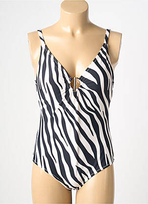 Maillot de bain 1 pièce effet matière satinée haut soutien-gorge avec mousse de rembourrage amovible noir YSABEL MORA femme