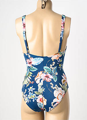 Maillot de bain 1 pièce effet matière satinée haut soutien-gorge moulé bleu LIDEA femme
