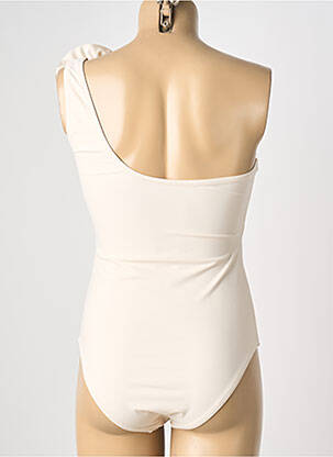 Maillot de bain 1 pièce effet matière satinée haut soutien-gorge avec mousse de rembourrage amovible beige YSABEL MORA femme