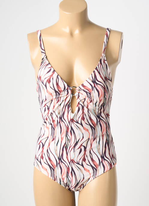 Maillot de bain 1 pièce effet matière satinée haut soutien-gorge avec mousse de rembourrage amovible beige YSABEL MORA femme