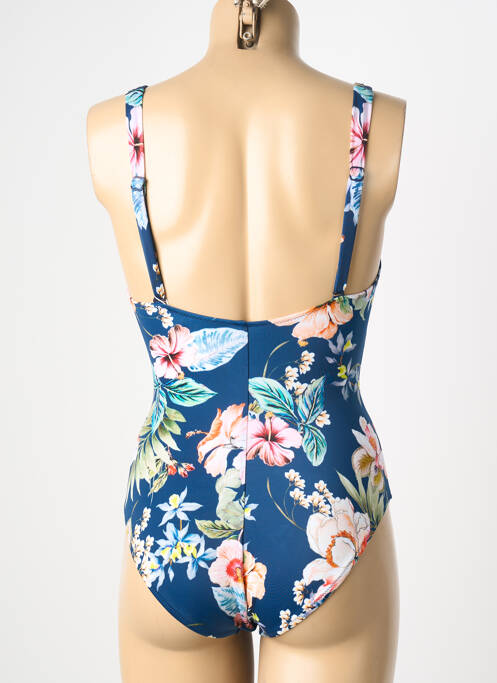 Maillot de bain 1 pièce effet matière satinée haut soutien-gorge moulé bleu LIDEA femme