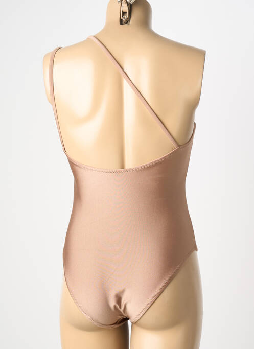 Maillot de bain 1 pièce effet matière satinée haut soutien-gorge avec mousse de rembourrage amovible marron YSABEL MORA femme