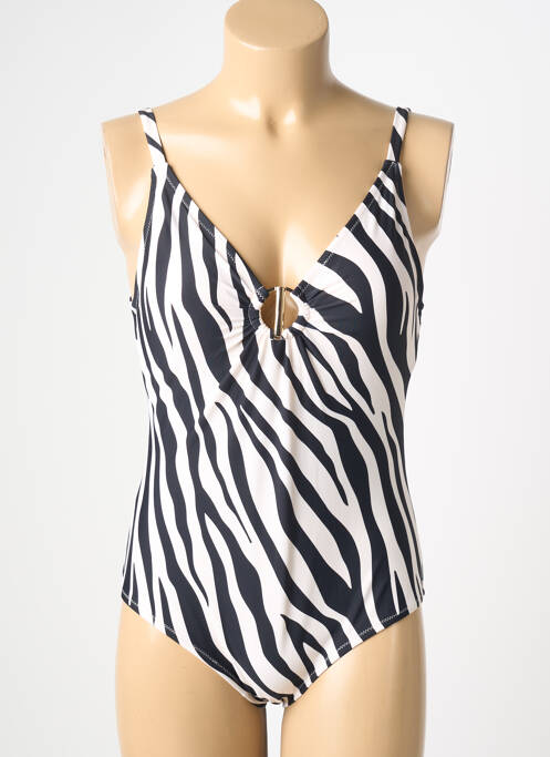 Maillot de bain 1 pièce effet matière satinée haut soutien-gorge avec mousse de rembourrage amovible noir YSABEL MORA femme