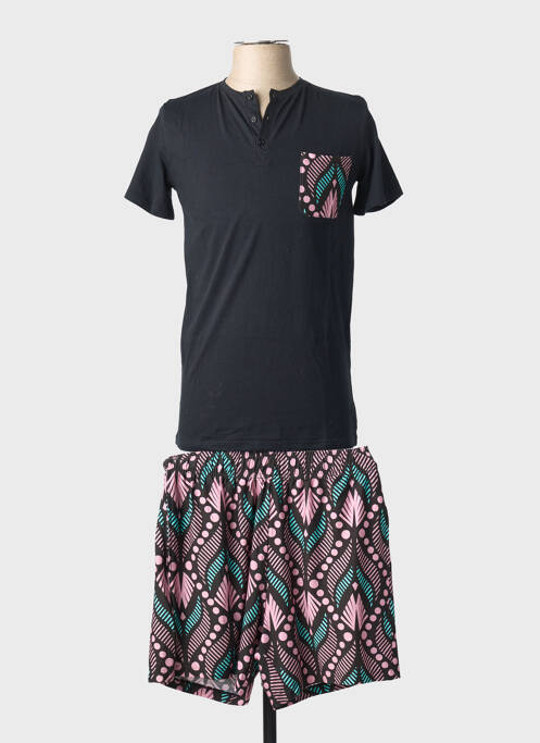 Pyjama tissage jersey noir LOUISA BRACQ femme