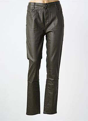 Pantalon slim tissage enduit taille normale marron VOGGO femme