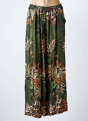 Pantalon large coupe fluide taille normale vert C'MELODIE femme