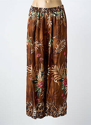 Pantalon large coupe fluide taille normale marron C'MELODIE femme
