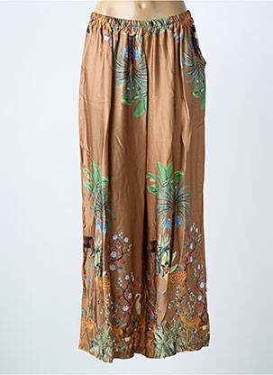 Pantalon large coupe fluide taille normale marron C'MELODIE femme