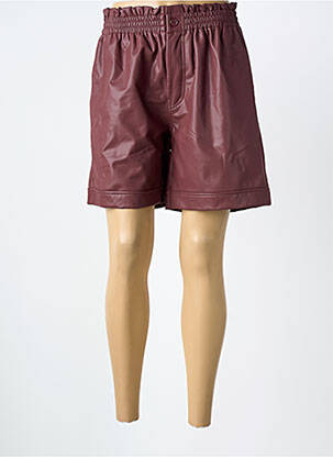 Short tissage simili-cuir taille haute marron CHRISTY femme