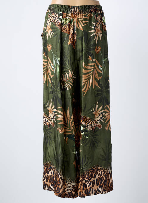 Pantalon large coupe fluide taille normale vert C'MELODIE femme