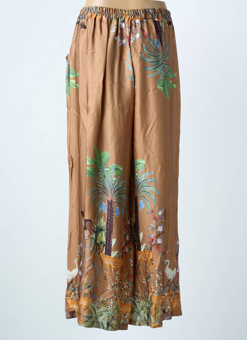 Pantalon large coupe fluide taille normale marron C'MELODIE femme