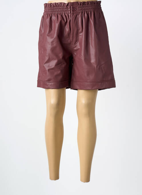 Short tissage simili-cuir taille haute marron CHRISTY femme