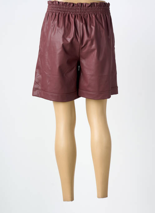 Short tissage simili-cuir taille haute marron CHRISTY femme