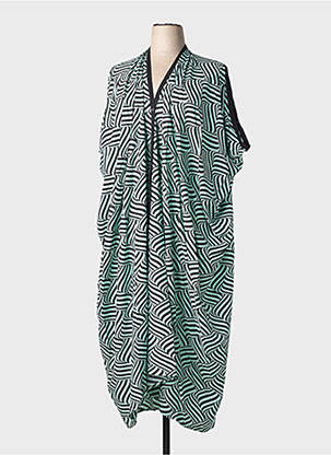 Robe longue imprimé fantaisie manches courtes vert WORLD FASHION femme