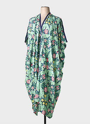 Robe longue manches courtes manches courtes vert WORLD FASHION femme