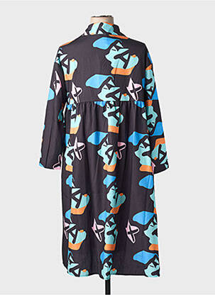 Robe mi-longue imprimé fantaisie manches longues noir NESLAY femme