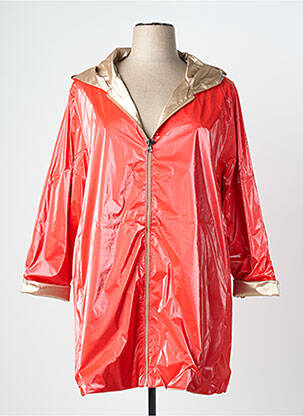 Imperméable fermeture zippée sur le devant a capuche rouge PIMENT ROUGE femme
