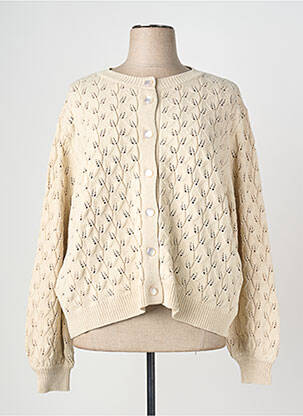 Gilet manches longues col rond beige PIMENT ROUGE femme