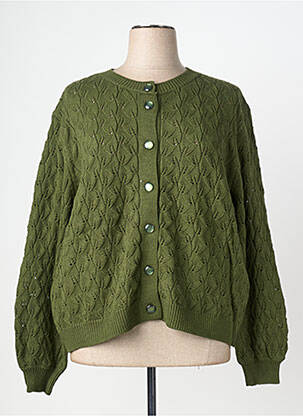 Gilet manches longues fermeture boutonnée sur le devant vert PIMENT ROUGE femme