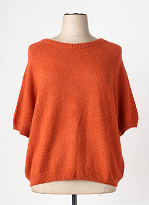 Pull coupe droite manches 3/4 orange C'MELODIE femme