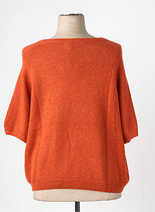 Pull coupe droite manches 3/4 orange C'MELODIE femme
