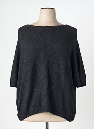 Pull coupe droite manches 3/4 noir C'MELODIE femme