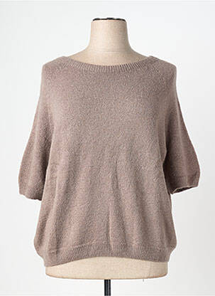 Pull coupe droite manches 3/4 marron C'MELODIE femme